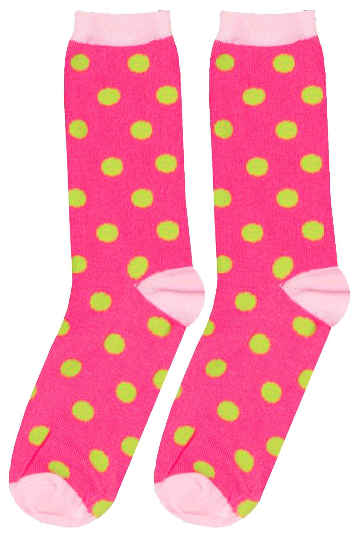 Mamia Pink/Lime Polka Dot Crew Socks