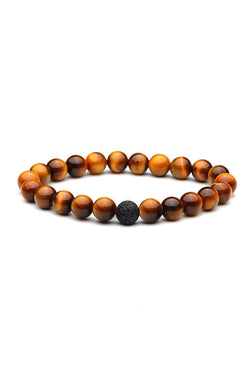 Manipura-Chakra Tigers-Eye/Black Lava-Stone Healing Bracelet thumbnail 1