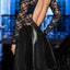 Mapale Black Wet-Look Leather & Lace Long Sleeve Dress