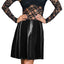 Mapale Black Wet-Look Leather & Lace Long Sleeve Dress