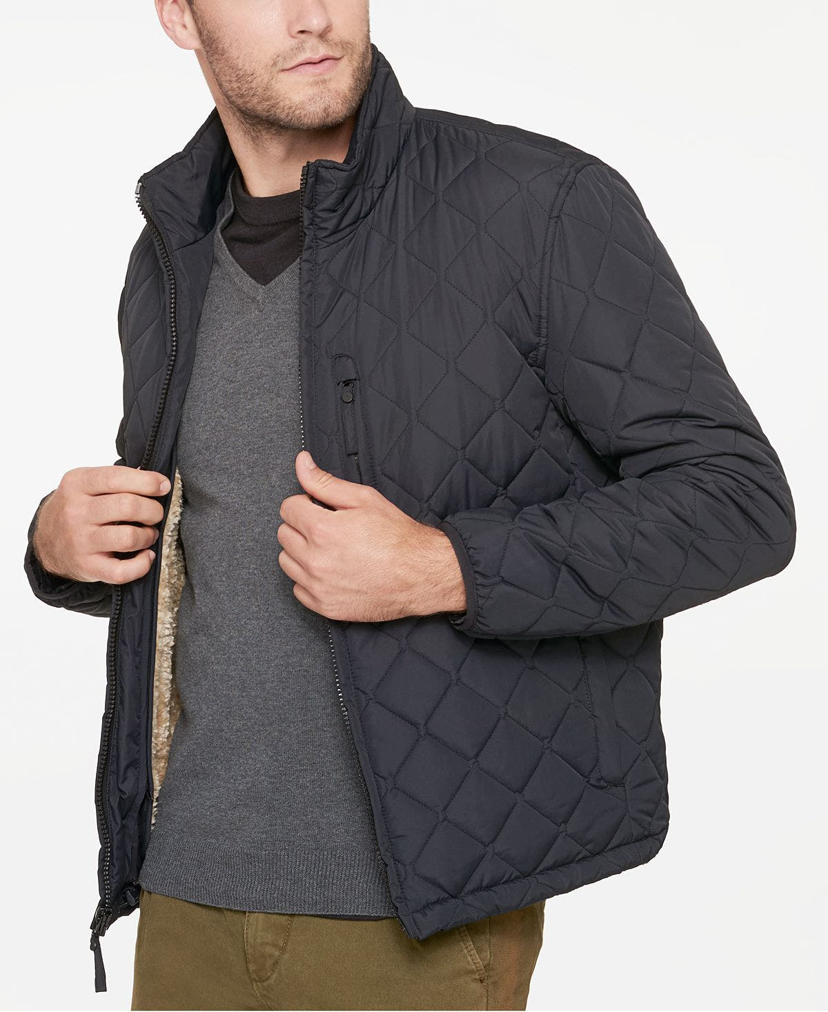 Marc New York Fillmore Quilted Sherpa Fleece-lined Jacket Black