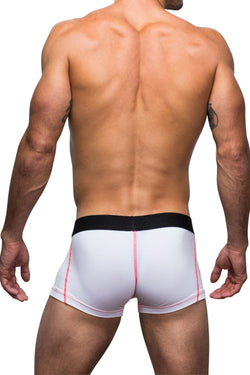 Marco Marco White & Neon Orange Stitched Boxer Trunk thumbnail 3