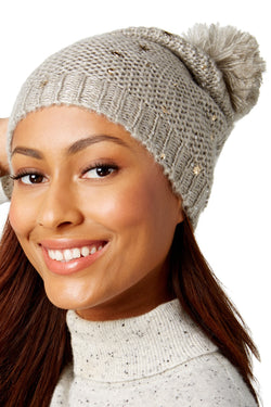 Marcus Adler Charcoal Starburst Pom-Pom Beanie thumbnail 1