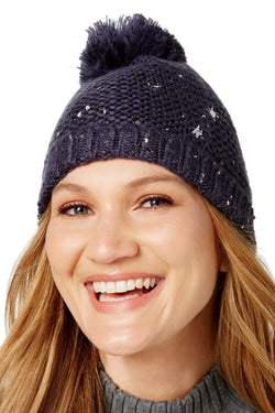 Marcus Adler Navy Starburst Pom-Pom Beanie thumbnail 1