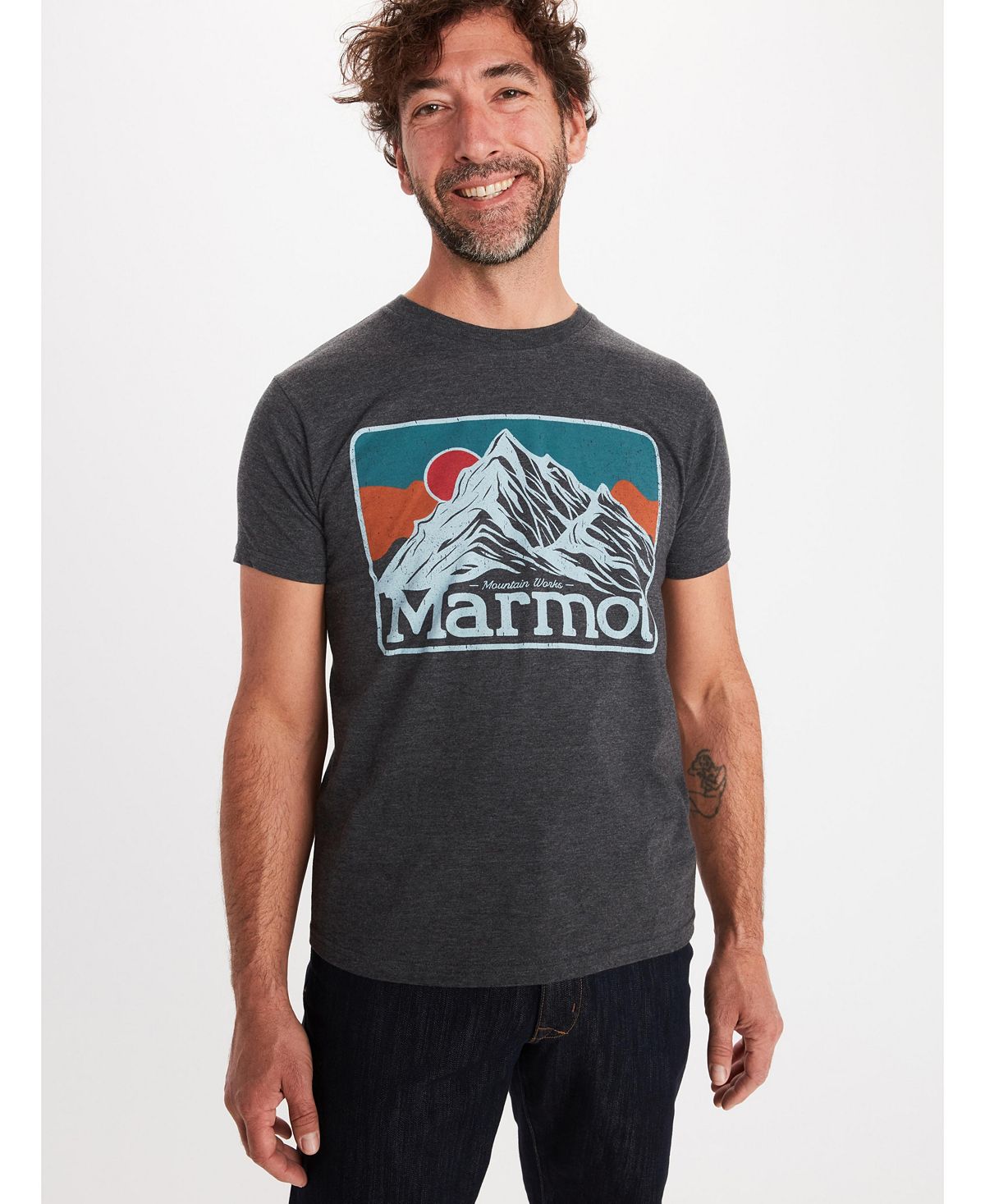 Marmot Mountain Peaks Tee Short Sleeve Charcoal Heather