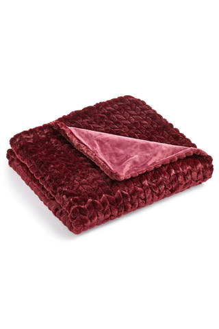 Martha Stewart Collection Burgundy Quilted Faux-fur Throw