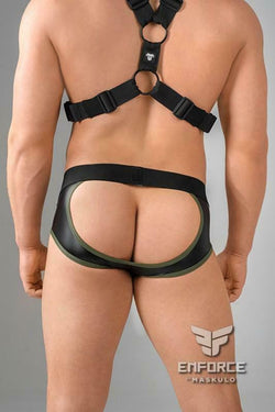 Maskulo Black Enforce Shot Belt Codpiece Rubber Look Jock thumbnail 2