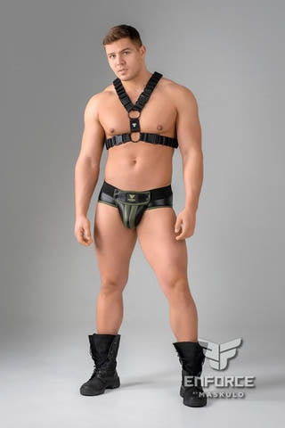 Maskulo Black Enforce Waist-high Codpiece Briefs