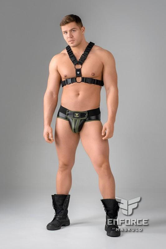 Maskulo Black Enforce Waist-high Codpiece Briefs