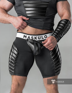 Maskulo Black Full Thigh Pads Open Rear Cycling Shorts thumbnail 2