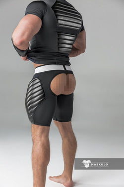 Maskulo Black Full Thigh Pads Open Rear Cycling Shorts thumbnail 3