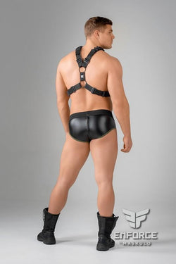 Maskulo Black Zipped Rear Shot Belt Codpiece Briefs thumbnail 3