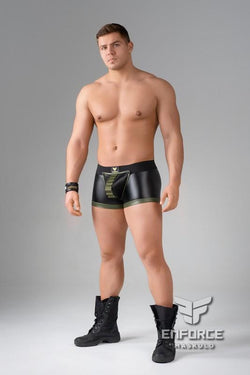 Maskulo Black Zipped Rear Shot Belt Codpiece Trunk Shorts thumbnail 2