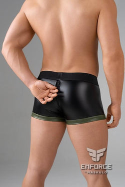 Maskulo Black Zipped Rear Shot Belt Codpiece Trunk Shorts thumbnail 4