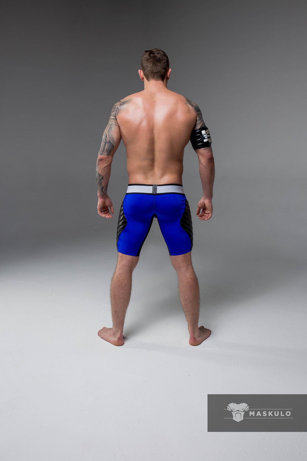 Maskulo Blue Full Thigh Pads Cycling Shorts