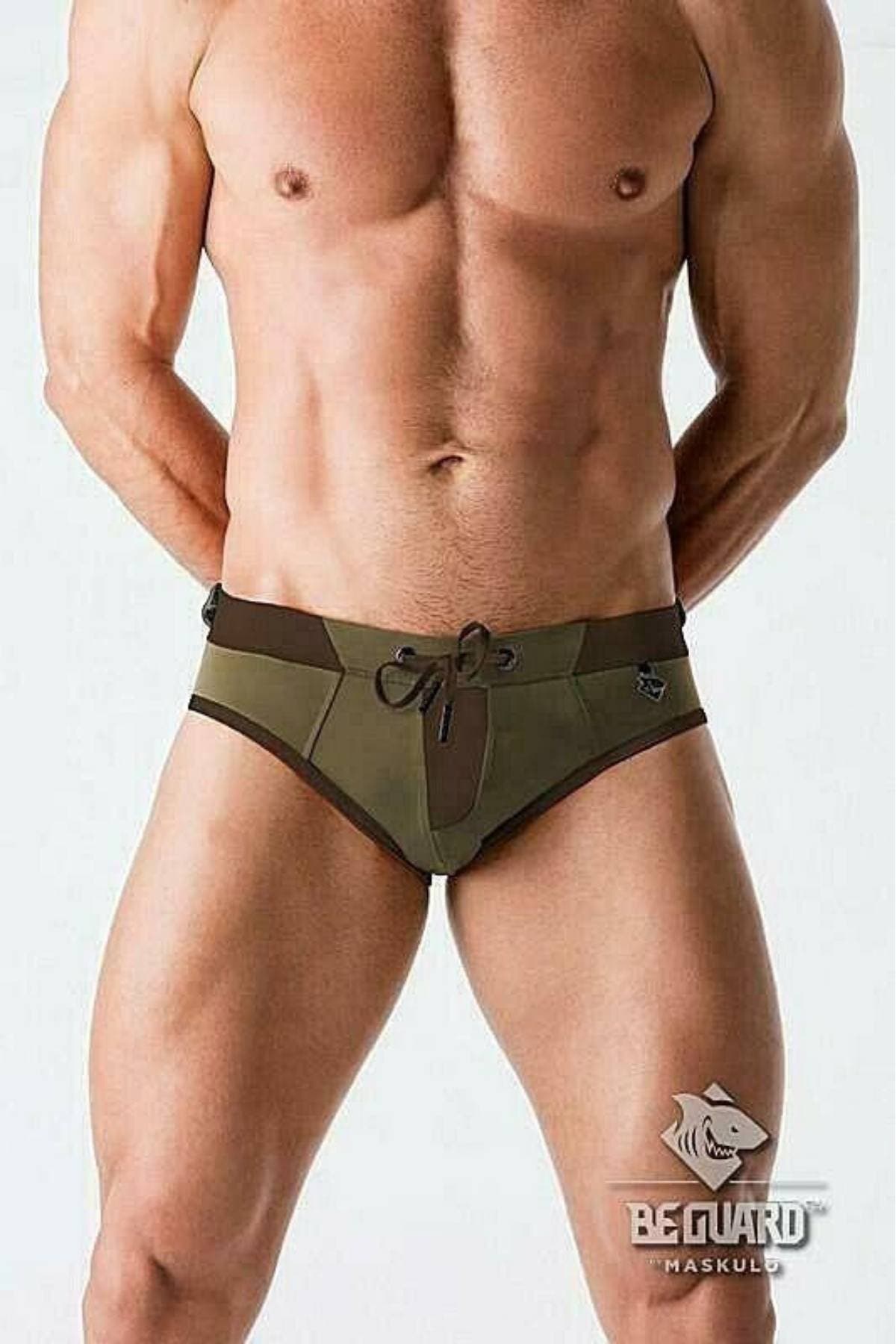 Maskulo Dark Olive BeGuard Swim Brief