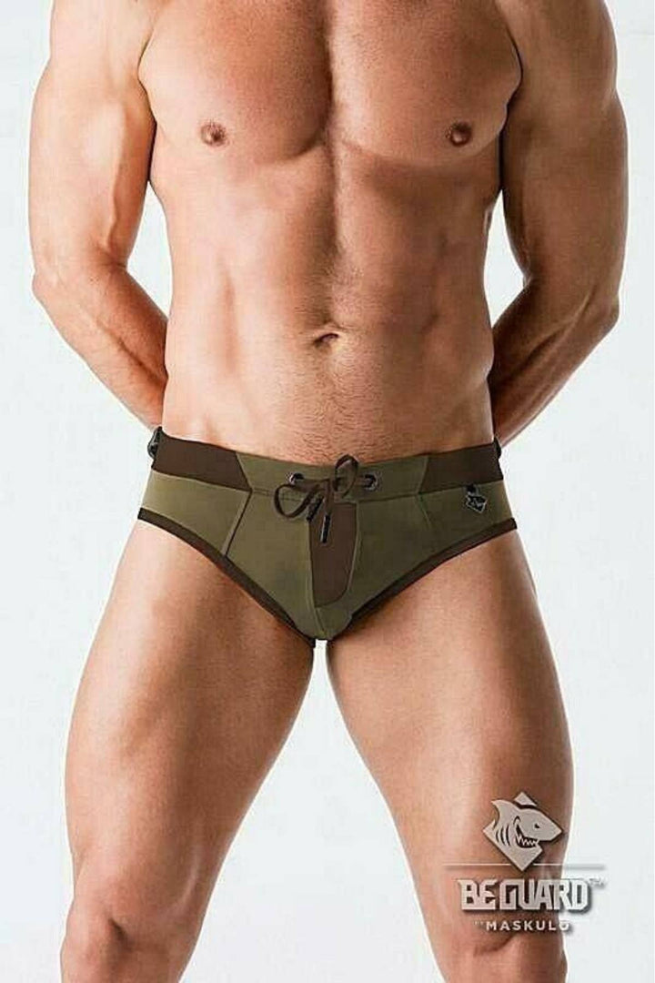 Maskulo Dark Olive BeGuard Swim Brief