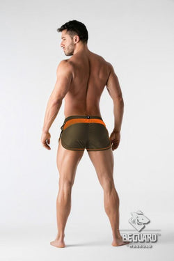 Maskulo Dark Olive Beach Guard Contrasting Mesh Swim Shorts thumbnail 4