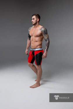 Maskulo Red Full Thigh Pads Cycling Shorts thumbnail 2