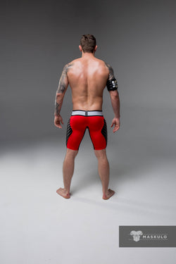Maskulo Red Full Thigh Pads Cycling Shorts thumbnail 3