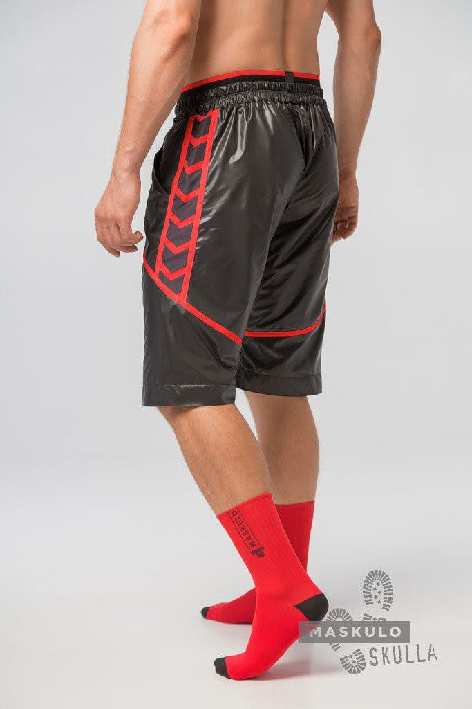 Maskulo Red Windbreaker Knee Shorts