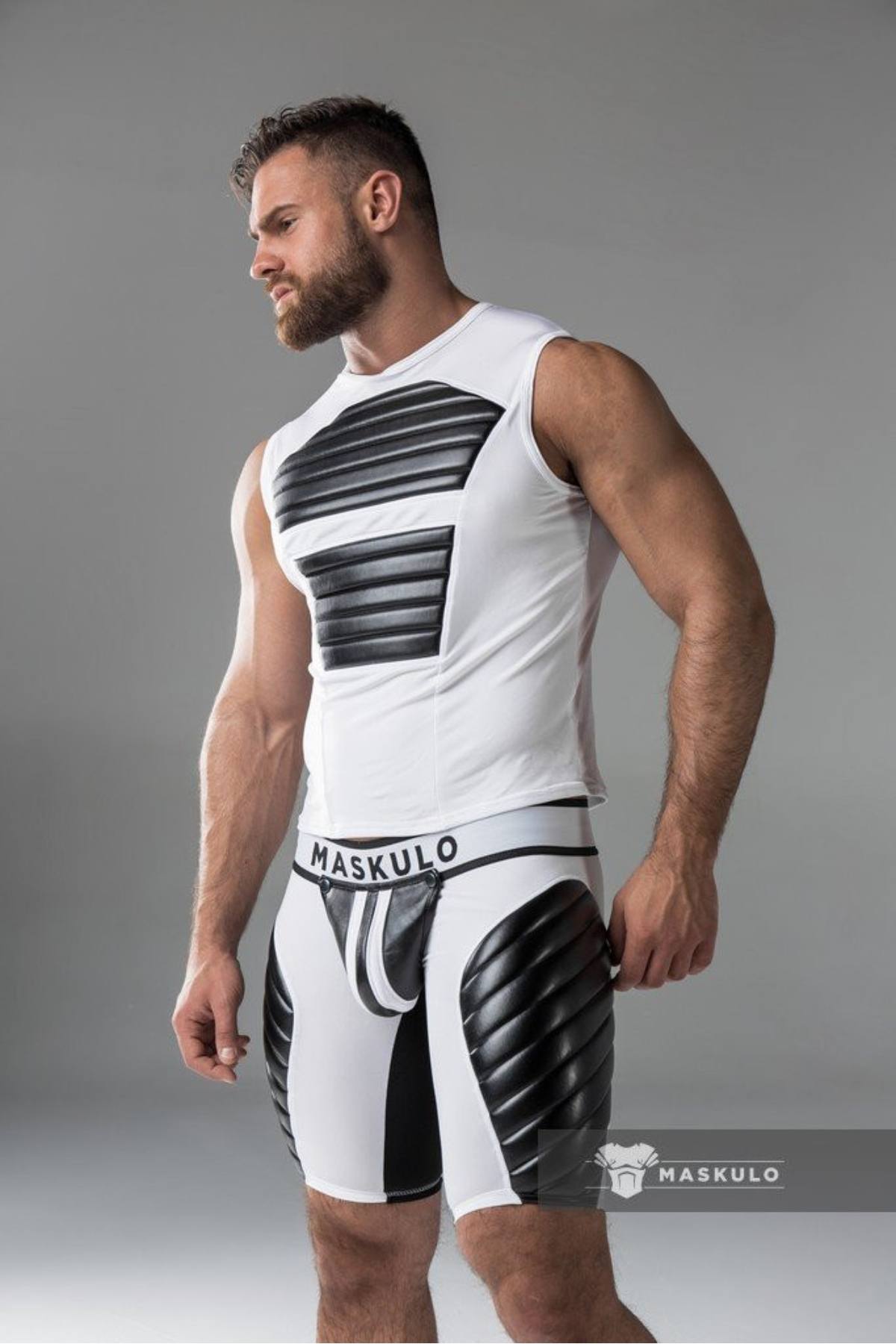 Maskulo White Armored Tank Top