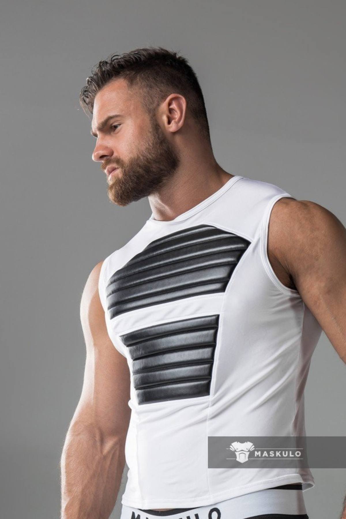 Maskulo White Armored Tank Top