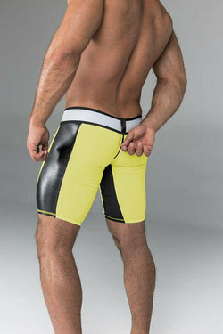 Maskulo Yellow Armored Fetish Cycling Zipper Shorts thumbnail 3
