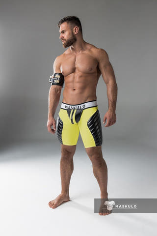 Maskulo Yellow Men's Full Thigh Pads Cycling Shorts