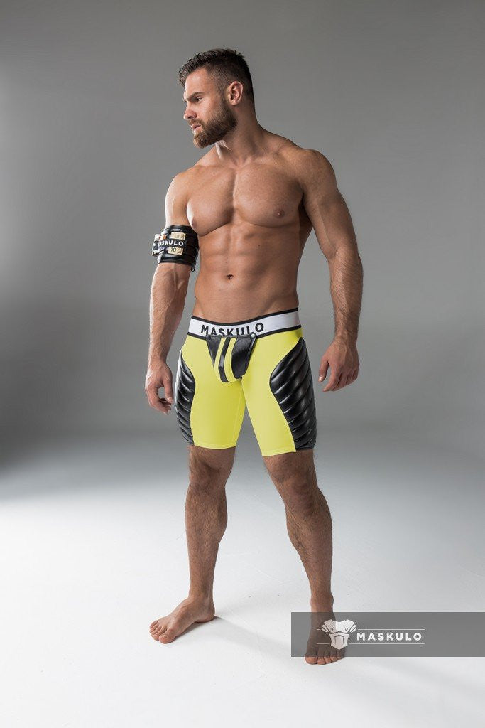 Maskulo Yellow Men's Full Thigh Pads Cycling Shorts