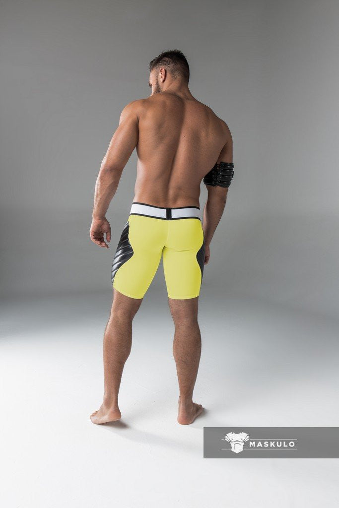 Maskulo Yellow Men's Full Thigh Pads Cycling Shorts