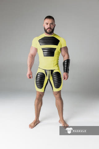 Maskulo Yellow Thigh Pads Open Rear Cycling Shorts