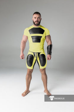 Maskulo Yellow Thigh Pads Open Rear Cycling Shorts thumbnail 1