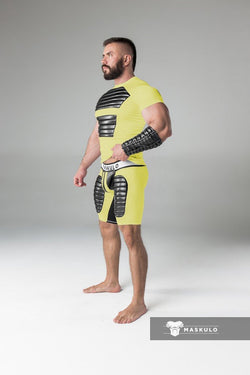 Maskulo Yellow Thigh Pads Open Rear Cycling Shorts thumbnail 2