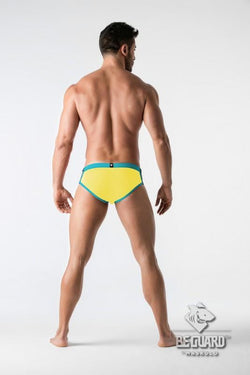 Maskulo Yellow Zip Front Imitation Swimming Briefs thumbnail 3