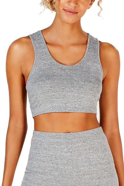 Material Girl Active Heather Grey Low Impact Biker Cropped Tank Bra