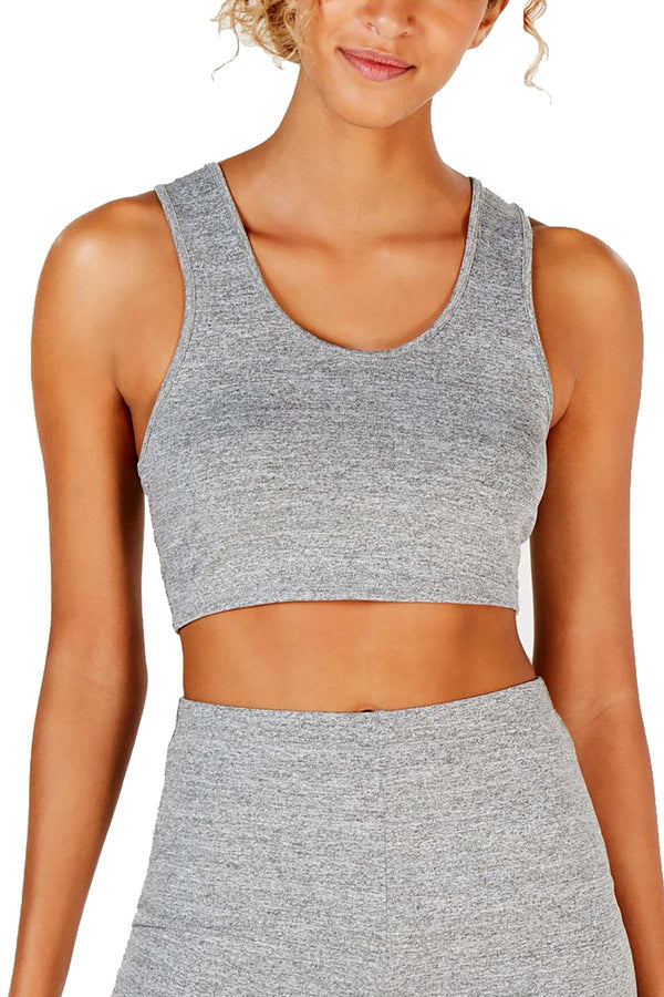 Material Girl Active Heather Grey Low Impact Biker Cropped Tank Bra