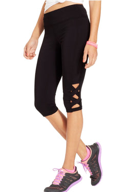 Material Girl Black CrissCross Capri Legging thumbnail 1