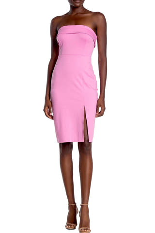 Material Girl Fuchsia Pink Junior's Strapless Bodycon Dress