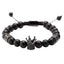 Matte Black Agate / Gunmetal Crown / Black Micro Pavé CZ Healing Bracelet