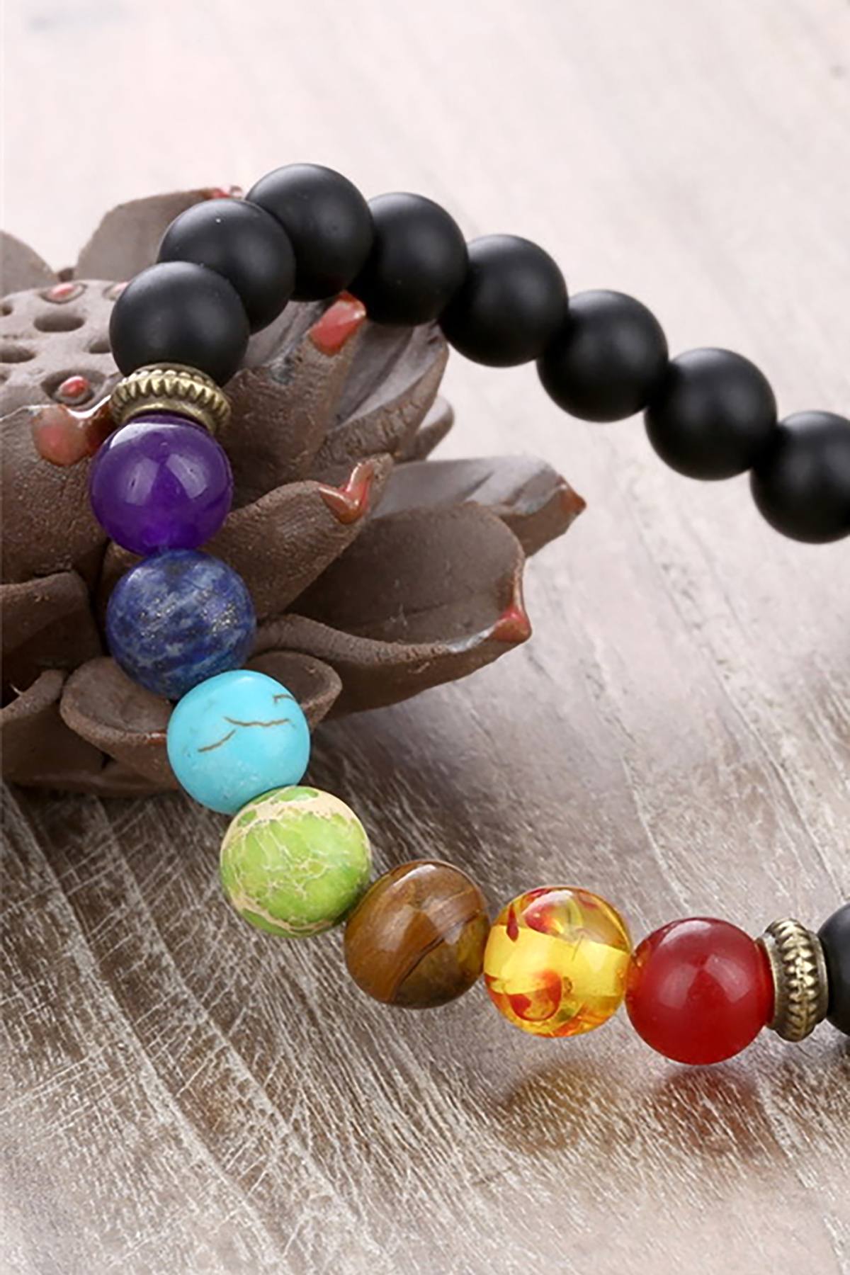 Matte Black Onyx 7-Chakra Reiki Healing Bracelet