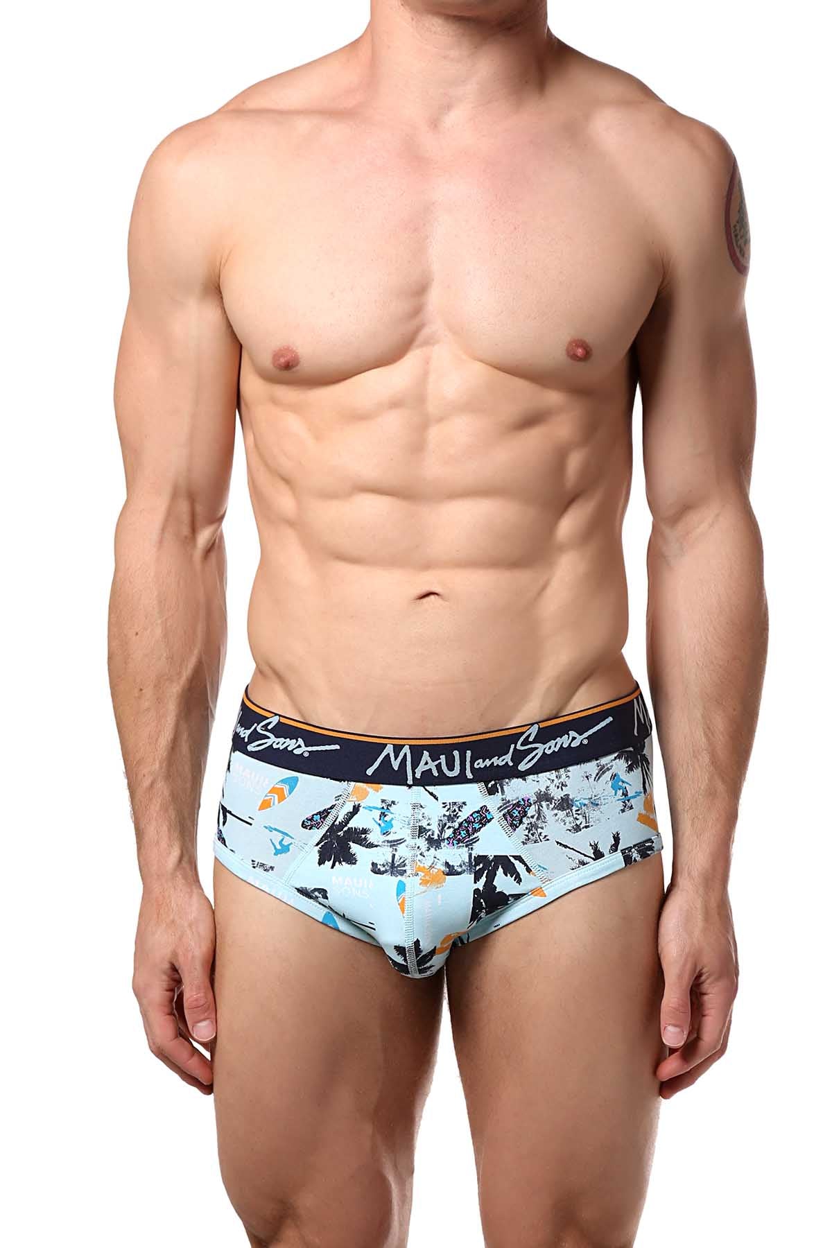 Maui and Sons Blue/Surfboards Cotton-Stretch Brief 2-Pack