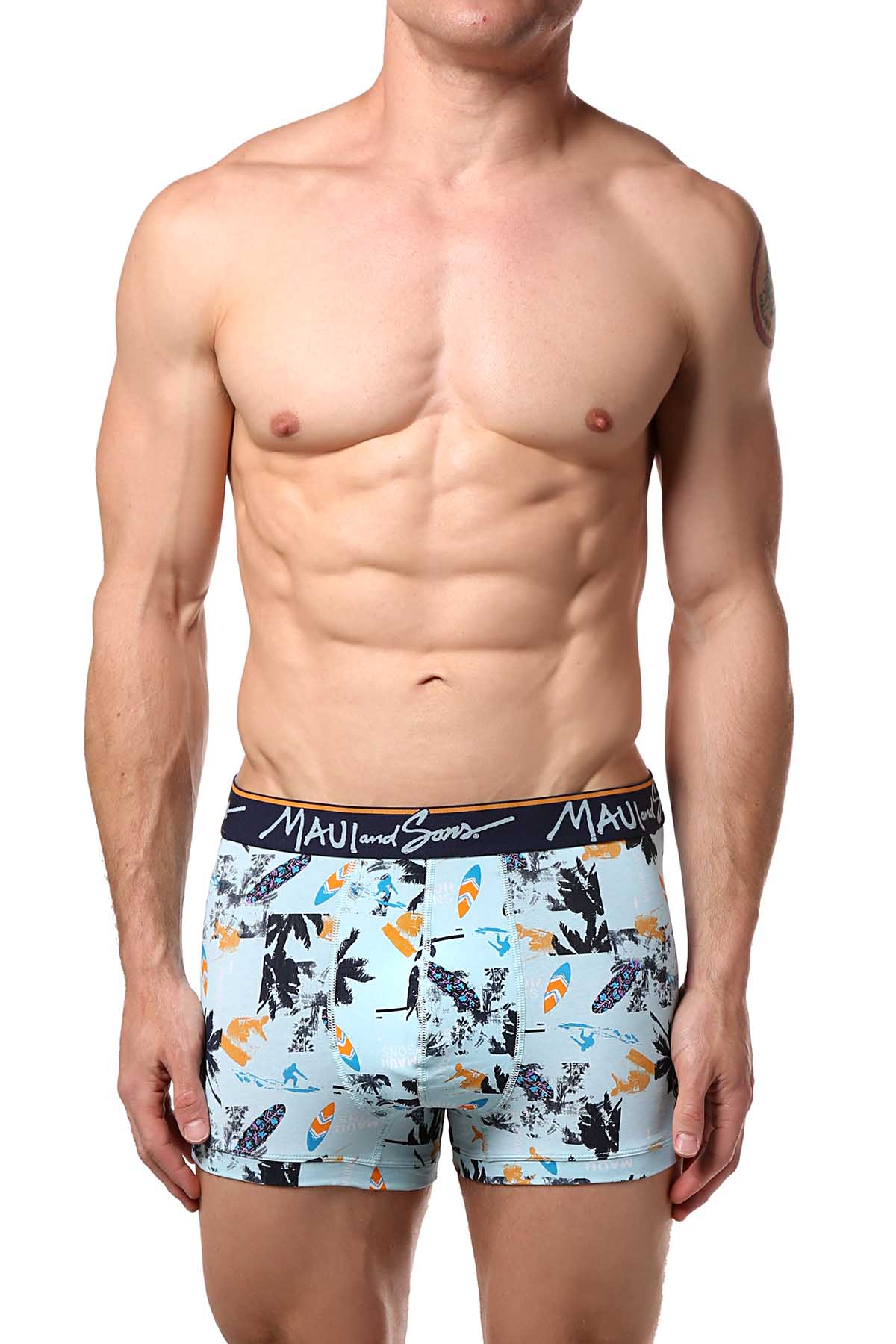 Maui and Sons Blue/Surfboards Cotton-Stretch Trunk 2-Pack