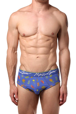Maui and Sons Blue/Tropical-Fruits Cotton-Stretch Brief 2-Pack thumbnail 2