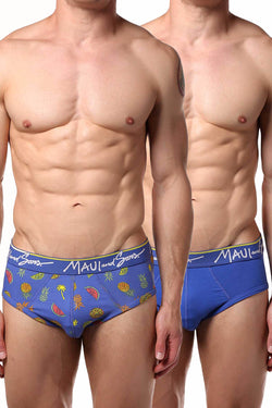 Maui and Sons Blue/Tropical-Fruits Cotton-Stretch Brief 2-Pack thumbnail 1