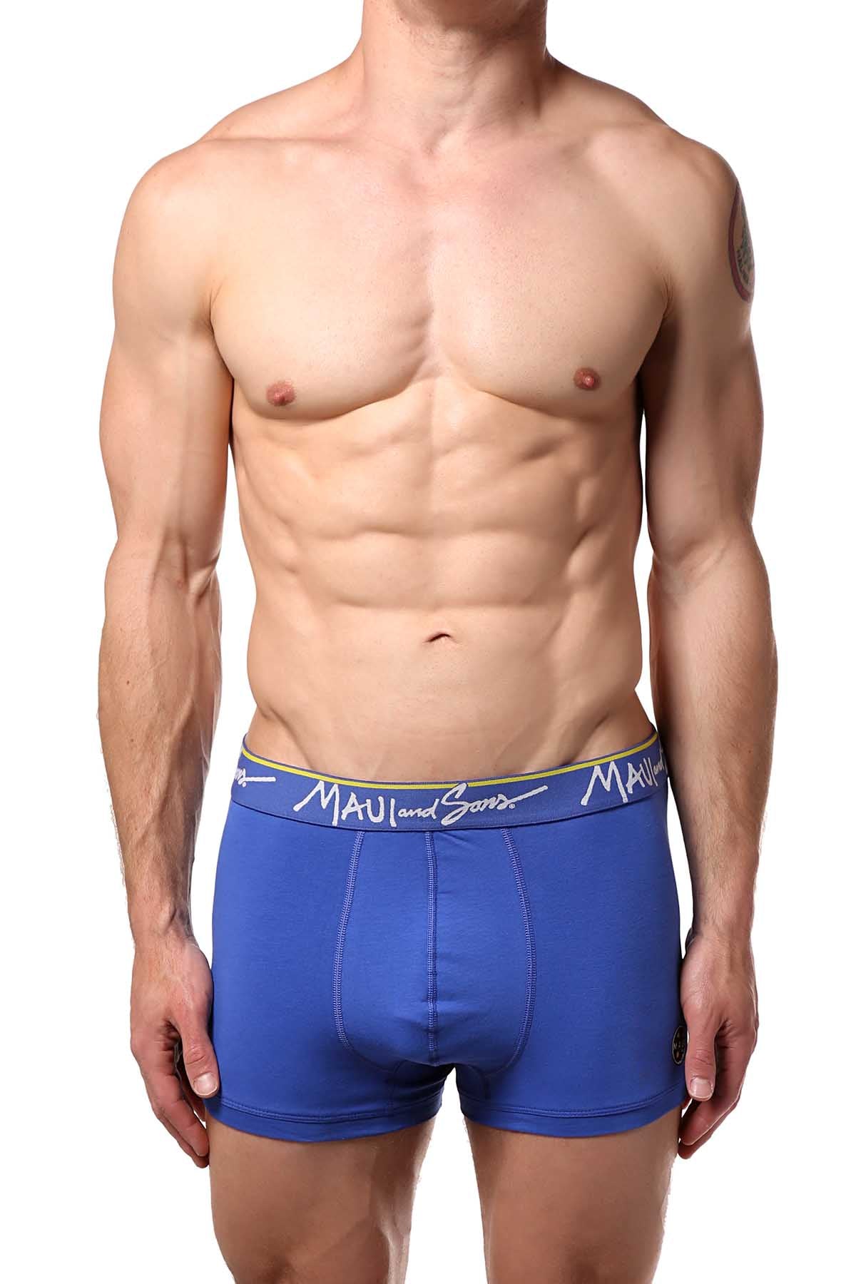 Maui and Sons Blue/Tropical-Fruits Cotton-Stretch Trunk 2-Pack