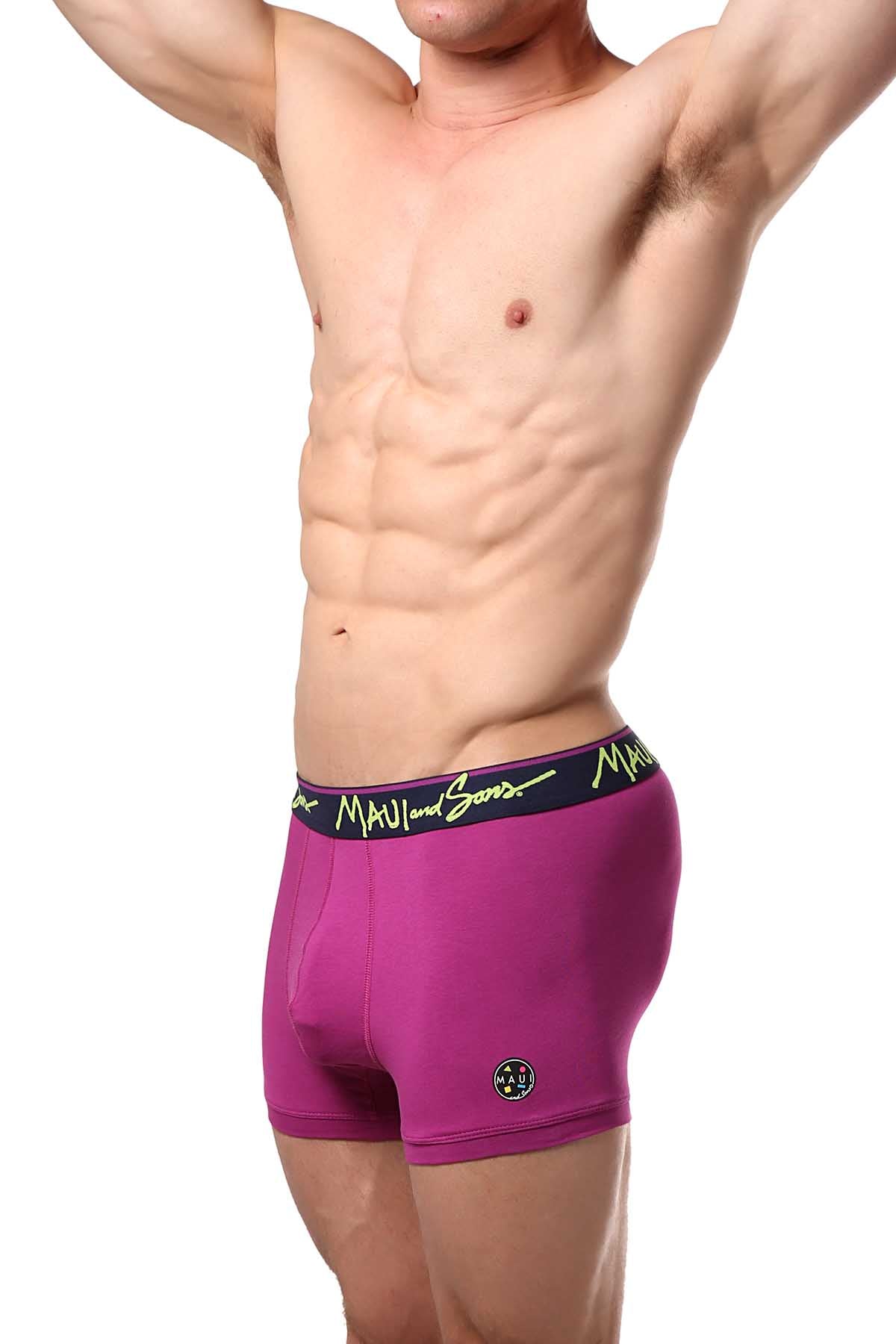 Maui and Sons Purple/Palm-Trees Cotton-Stretch Trunk 2-Pack