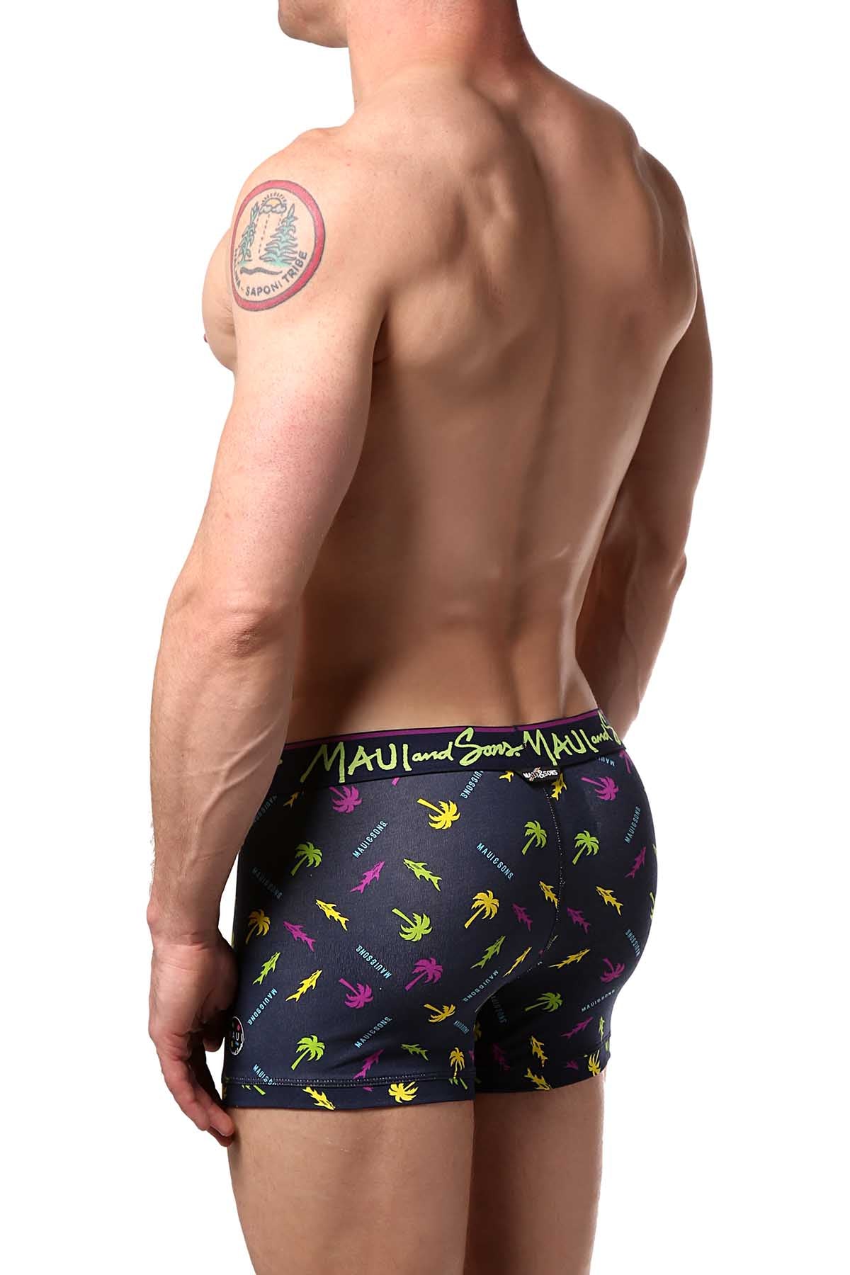 Maui and Sons Purple/Palm-Trees Cotton-Stretch Trunk 2-Pack