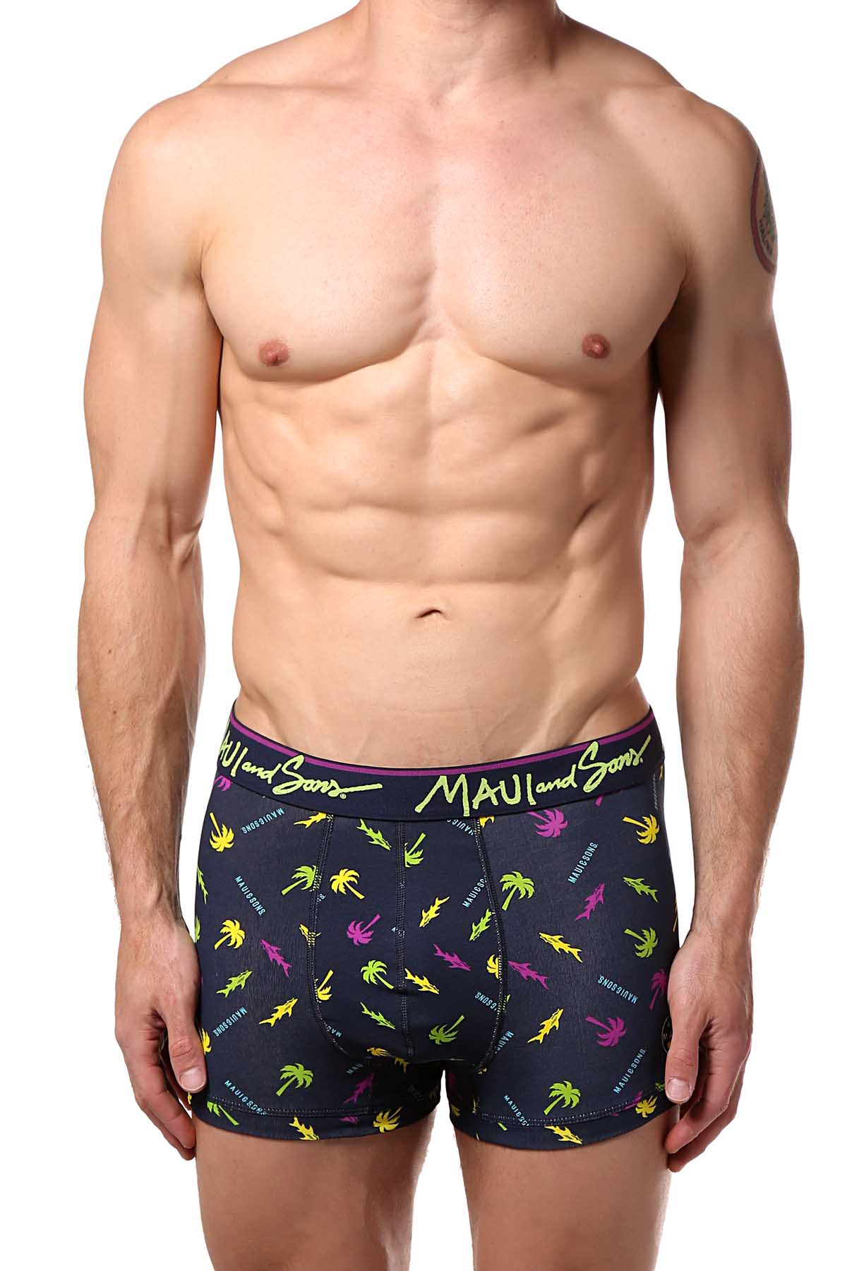 Maui and Sons Purple/Palm-Trees Cotton-Stretch Trunk 2-Pack