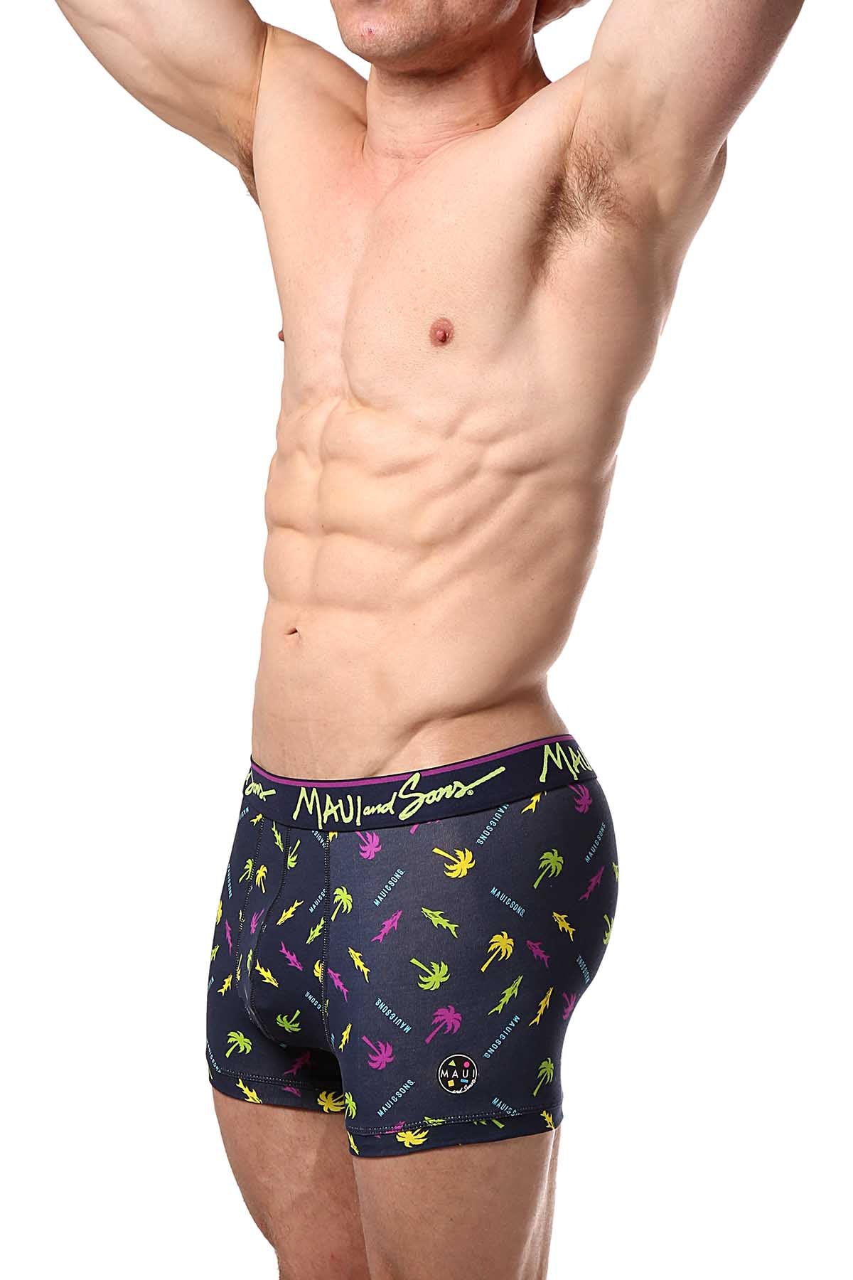 Maui and Sons Purple/Palm-Trees Cotton-Stretch Trunk 2-Pack